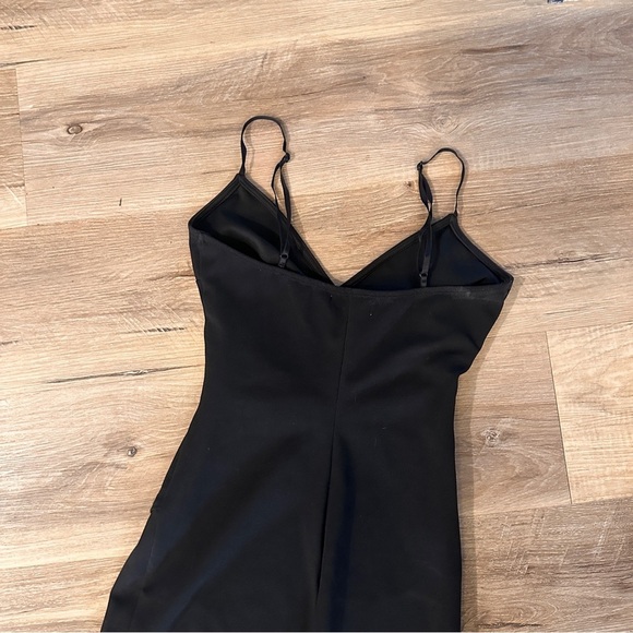 Classic Black Formal Maxi Dress XS Spaghetti Straps Ruched Front Elegant Gown - Picture 9 of 11